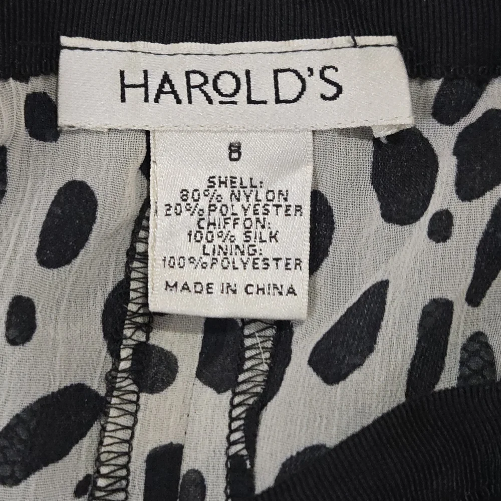 Harold's Black Floral Lace A-Line Skirt Silk‎ Lining Size 8 NWOT